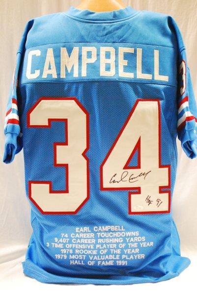 Earl Campbell HOF 91 Autographed Houston Oilers Jersey (JSA